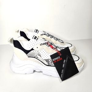 SCHUTZ Kid Suede Nappa and Snake Mix Material Sneaker Size 8.5 New